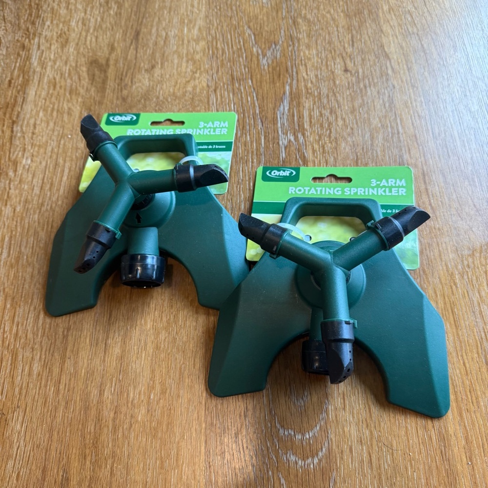 Orbit Green 3-Arm Rotating Sprinkler Set of 2 NEW